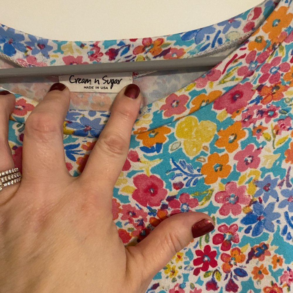 Blue multi floral peplum top - Picture 3 of 5